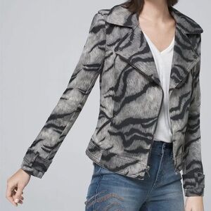 White House Black Market Animal Print Moto Jacket - Size 4 NEW